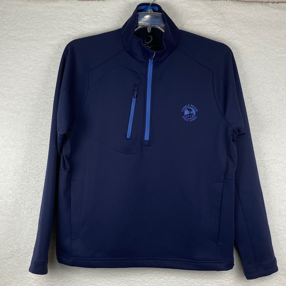 Zero Restriction Pebble Beach Golf Links Navy Blue 1/4 Zip Pullover Mens L L330